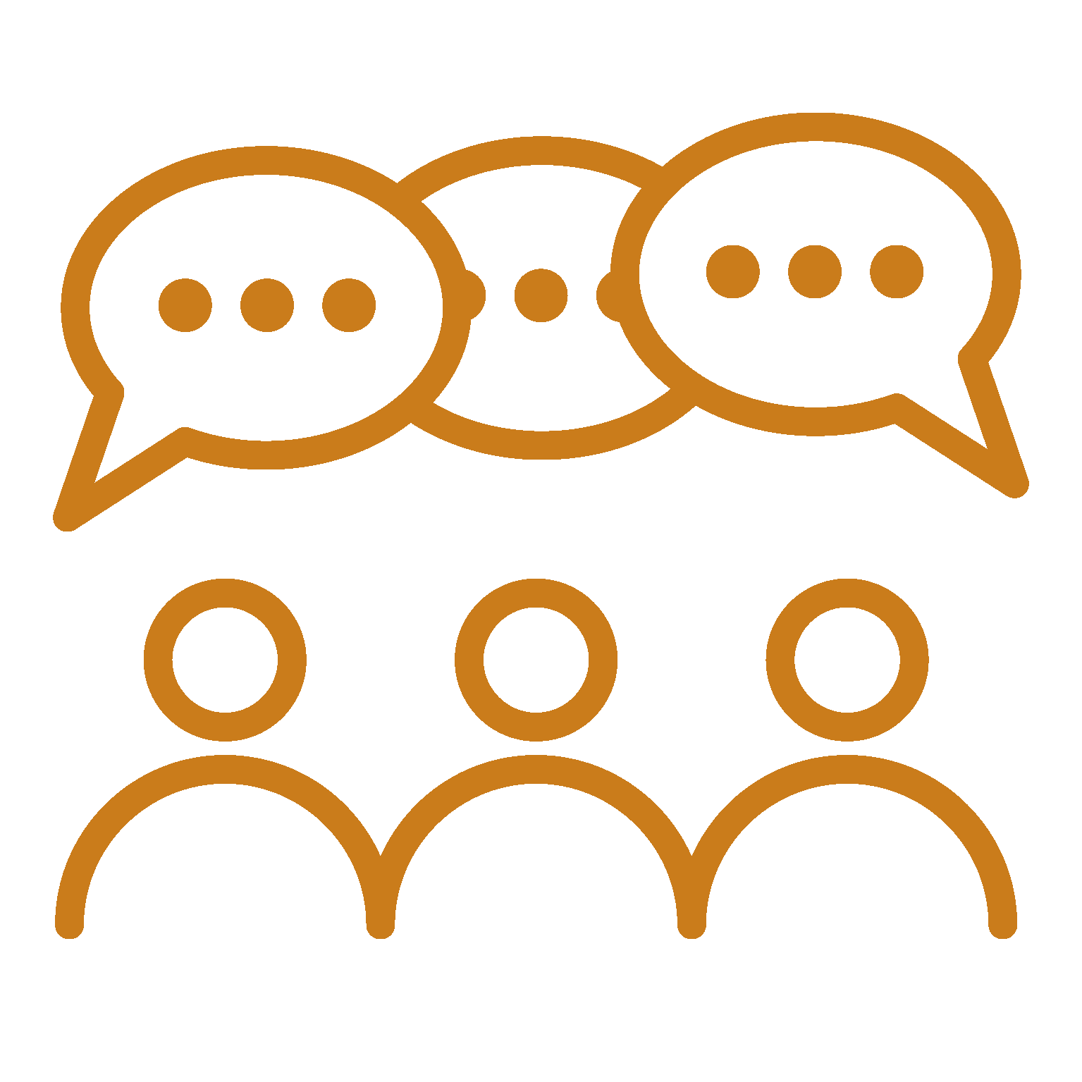 Illustration of conversation around a table